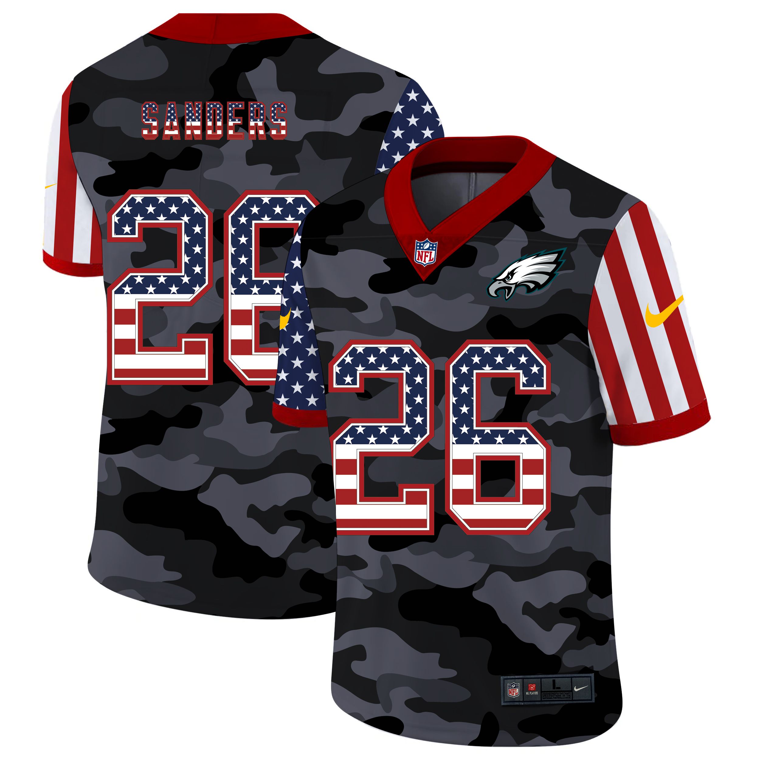 Men Philadelphia Eagles #26 Sanders 2020 Nike USA Camo Salute to Service Limited NFL Jerseys